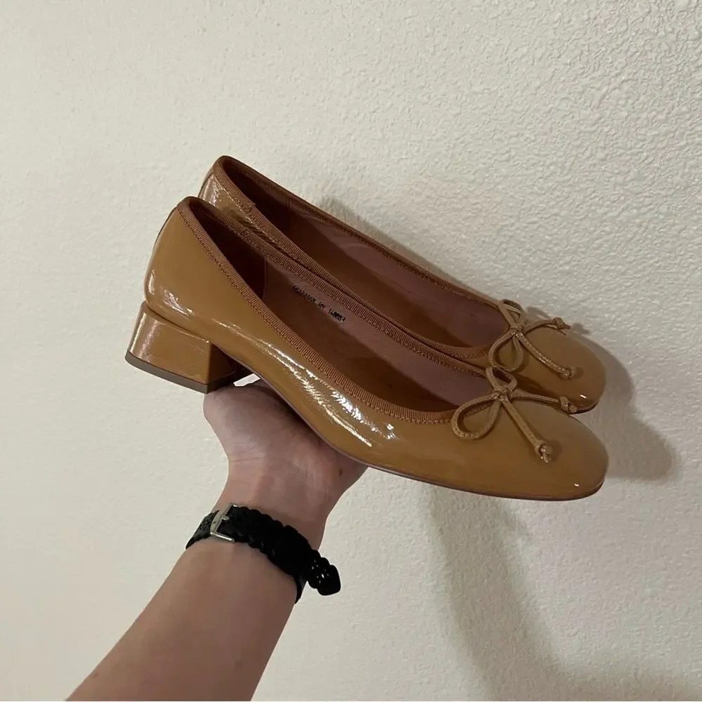 BiBi Lou | Anthropologie tan patent leather ballet heels NEW 11